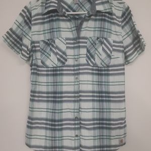 Carhartt shorsleeve blue plaid button down shirt M